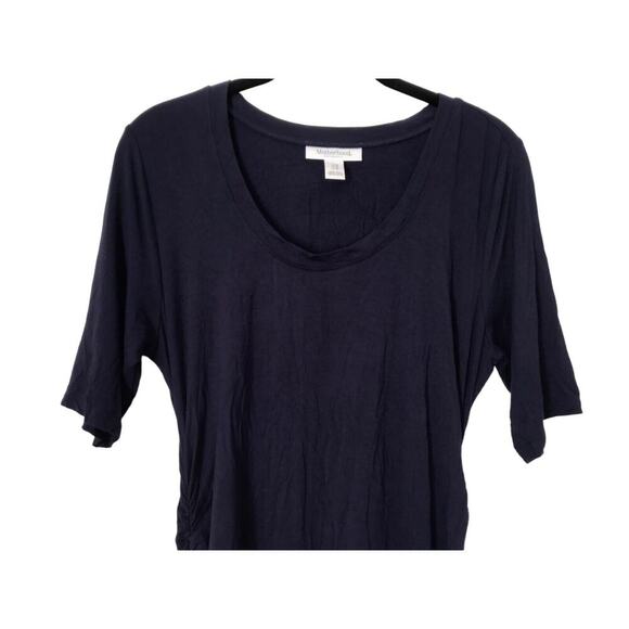 Motherhood Maternity Dress Size M Blue Stretch Side Ruched Bodycon Crew Neck - Picture 2 of 10